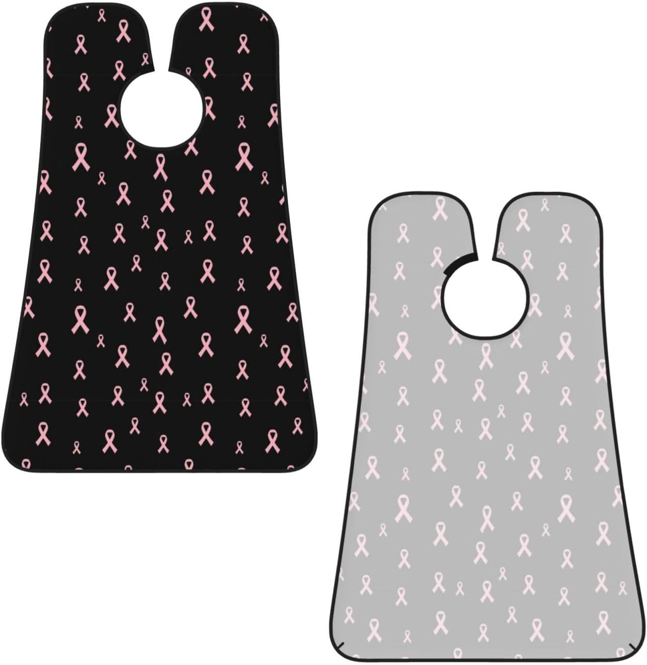 Non-Stick Beard Bib for Shaving, Breast Cancer Ribbon Black Shave Bib, Waterproof Hair Catcher with Suction Cups, Grooming Apron Men Husband