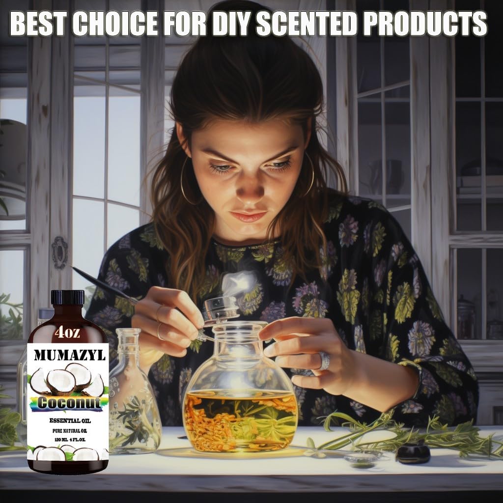 Coconut Essential Oil, Coconut Oil 4 Fl Oz 120ML for Diffuser Humidifier Yoga Cleaning DIY Candle Soap Making Essential Oils