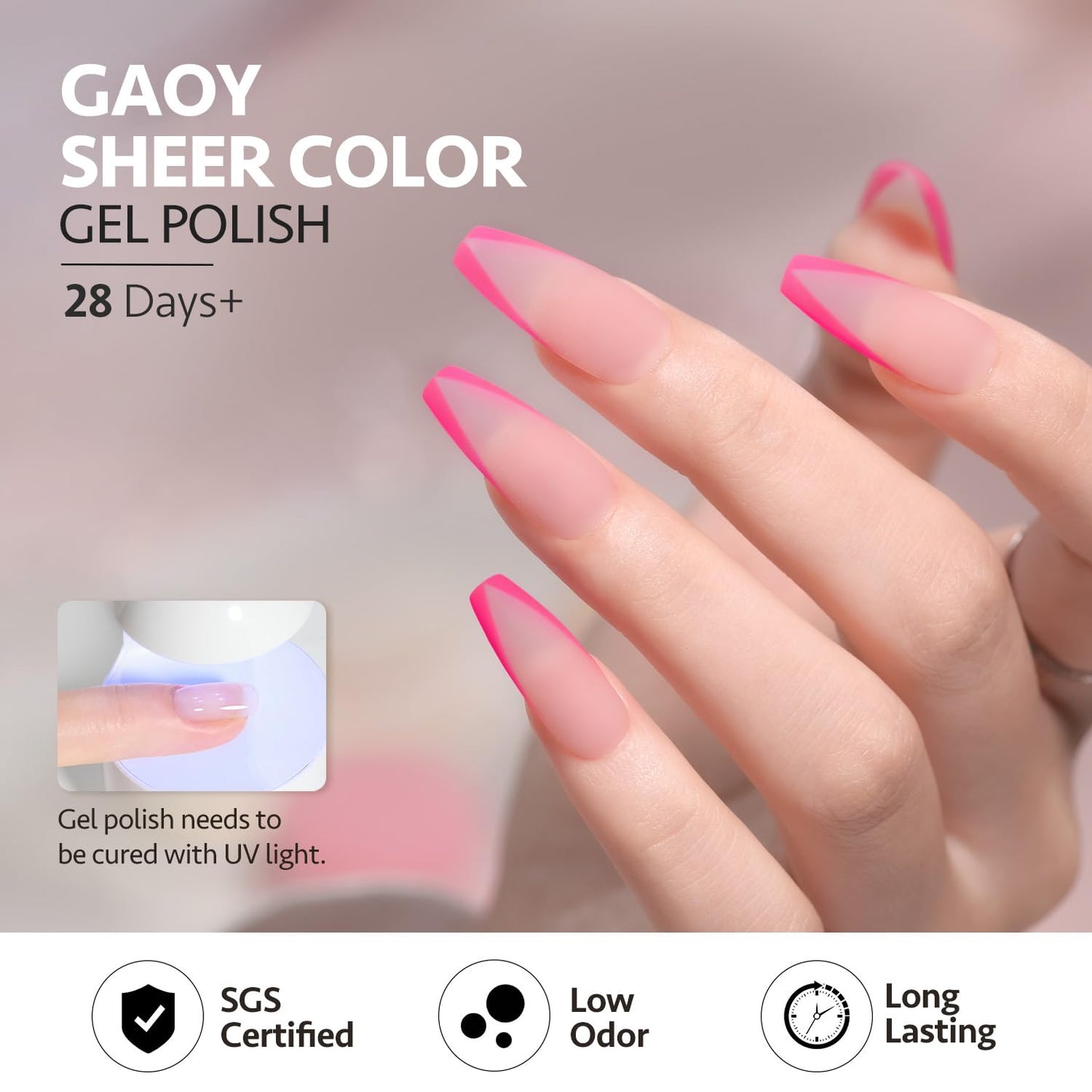 GAOY Classical Gel Nail Polish Set Include Jelly Nude Black White Red Hot Pink Colors Kit for French Manicure and Daily Nail Art at Home