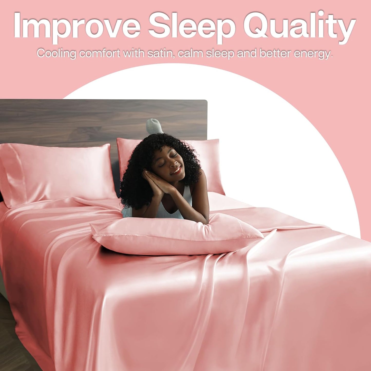 MR&HM Satin Pillowcase for Hair and Skin, Silk Satin Pillowcase 2 Pack, King Size Pillow Cases Set of 2, Silky Pillow Cover with Envelope Closure (20x36, Blush)