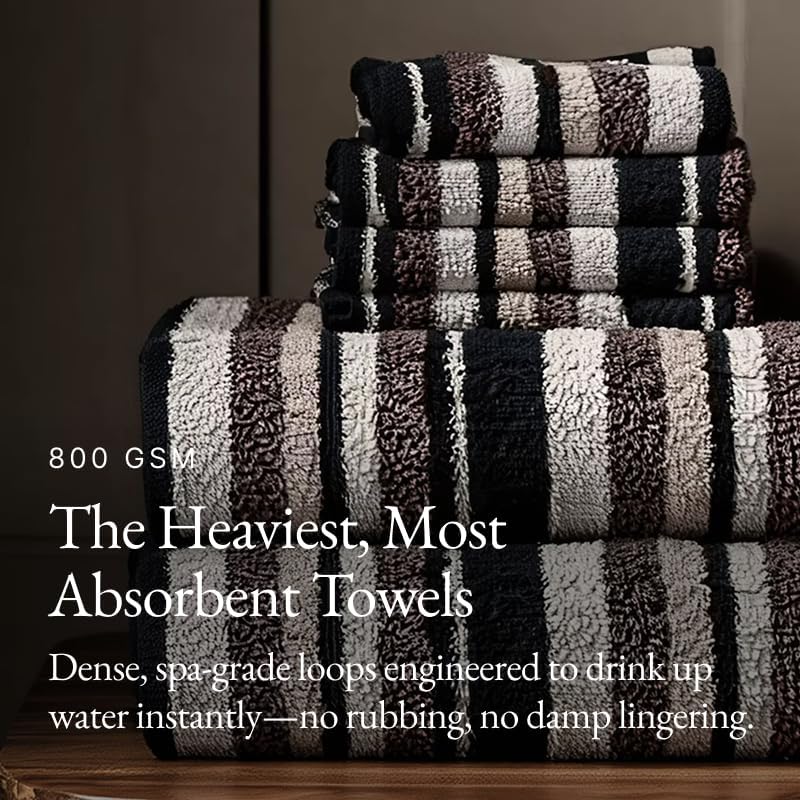 Italic Ultraplush 100% Australian Cotton Towels - Set of 2 Luxury Bath Towels, Quick Dry Plush and Absorbent, Heavy Duty Large Bath Towels, 800GSM for Bathroom & Spa (Stripe Multi-Color)