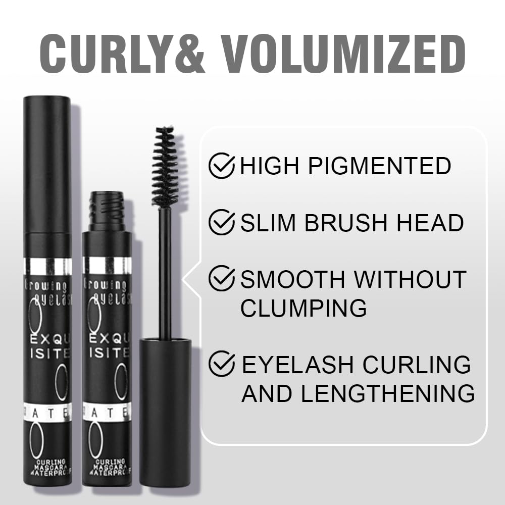 5 PCS Black Voluminous Original Volume Building Mascara Set Makeup, Lengthening, Defining, Curling, Multiplying, Buildable Formula,Cruelty Free,Waterproof-1 (5Pcs-Black-Mascara-Silver)
