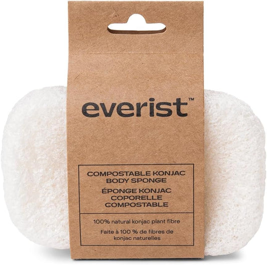 Everist The Compostable Konjac Sponge, 100% Natural Plant-Fiber Cleansing & Reusable Shower Sponge for Smoother Skin, Gentle Exfoliation, 1 Each