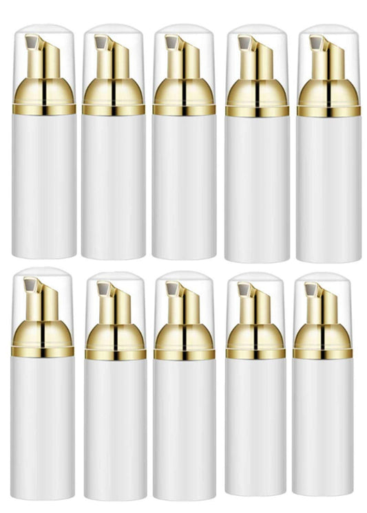 60ML Plastic Travel Foaming Soap Dispenser | Mini Empty Foaming Liquid Soap Pump Bottles (10pcs) Gold