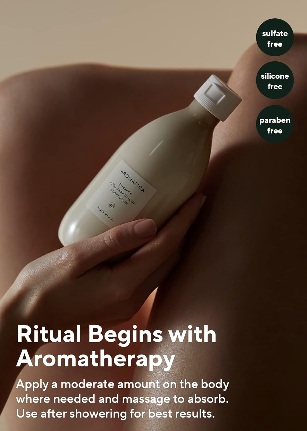 AROMATICA Embrace Body Lotion Neroli & Patchouli 10.14oz / 300ml, Vegan | Naturally-derived Aromatic Fragrance | Soothing & Moisturizing Body Lotion