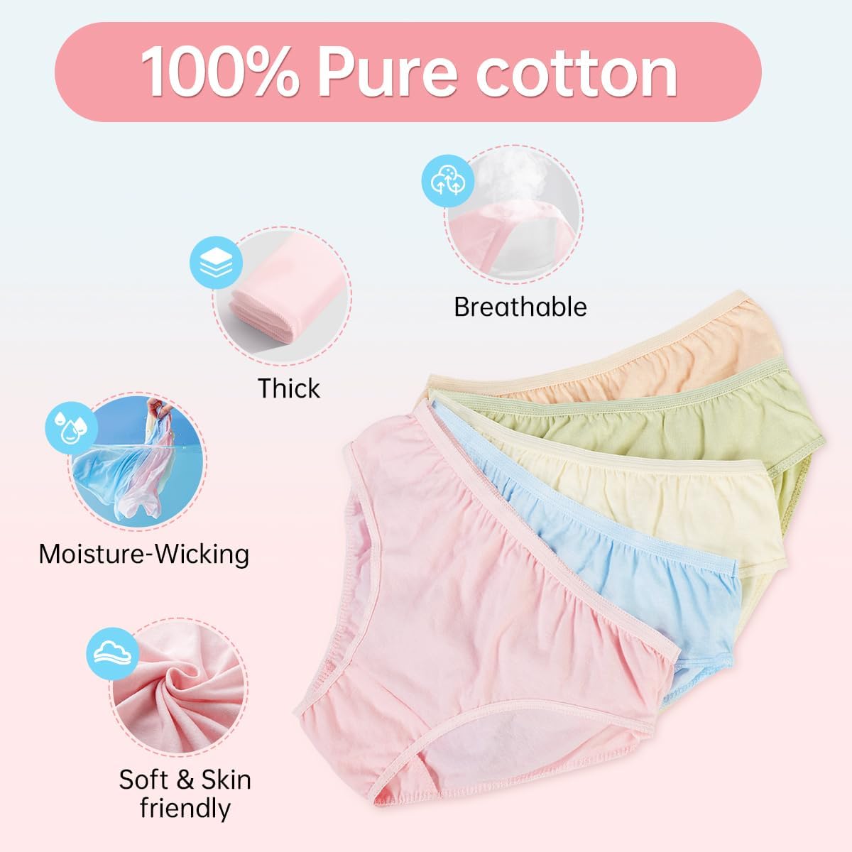 Disposable Underwear for Women Travel-Hospital Stays- Pure Cotton Ladies Brief Panties Multicolor (10pk)