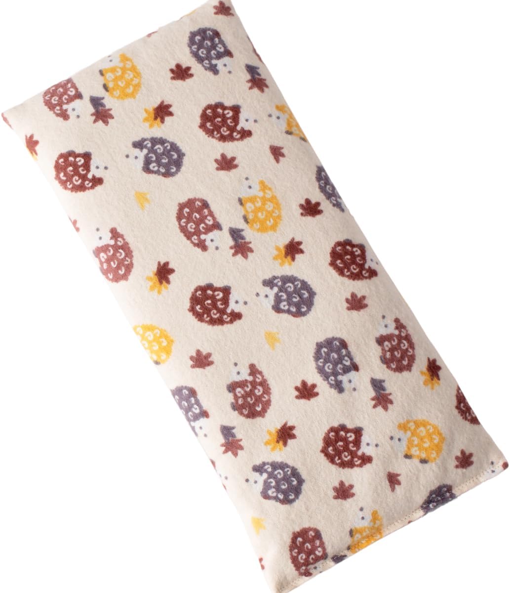 Microwave Heating Pad Filled With Flax Seed and Choice of Dried Herbs, Herbal Cold Pack, Good Size for Back Pain and Cramps, Hot and Cold Therapy, 6" x 12" (Yellow Hedgehog, Lavender)