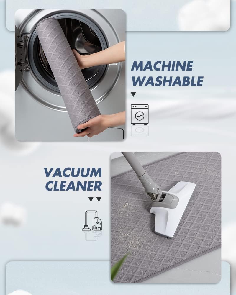 AMOAMI Bath-Mat,Ultra Thin Bath-Rugs Runner,Rubber Backed Bath Mats for Bathroom Non Slip,Absorbent Bath Rug for Bathroom Floor, Shower, Sink 2'x 6'(24" x 70") Grey