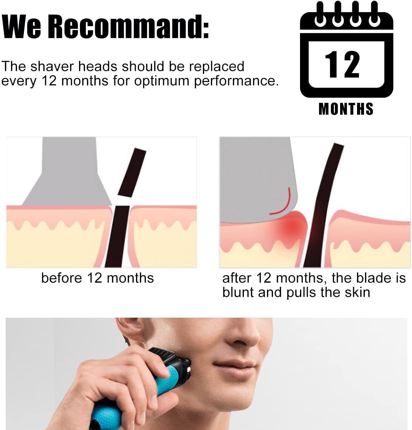 2Pack 52S Replacement Head Compatible with Braun Series 5, 52S Wet and Dry Replacement Foil and Cutter for Braun Electric Shaver S5 5020s 5030s 5040s 5050cc 5070cc 5090cc