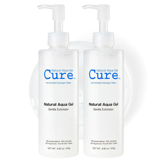 Cure by Toyo | Aqua Gel Gentle Exfoliator | Clear and Softer Skin | Non-Abrasive Face and Body Cleanser | Sensitive Skin | 2 Pack