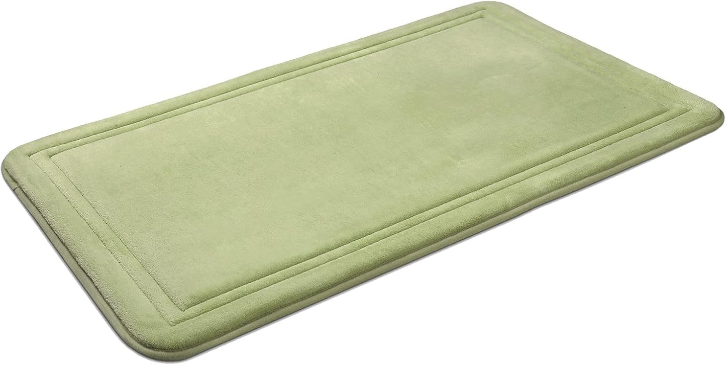 ITSOFT Memory Foam Bath Mat 31x20, Non Slip, Machine Washable, Quick Dry & Absorbent Rugs, Bath Mats for Bathroom Floor, Tub & Shower, Bathroom Rug, Sage Green