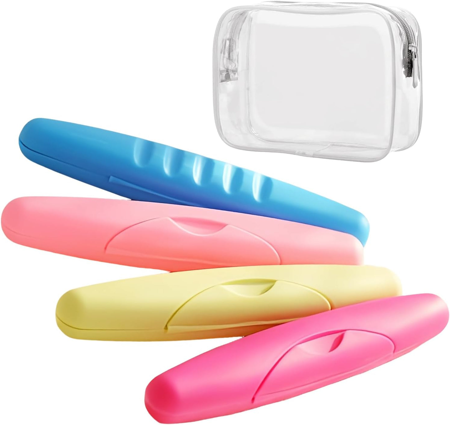 4 Pack Travel Toothbrush Case, Portable Toothbrush Travel Case with Large Toiletry Bag for Business Trip, Camping, Home