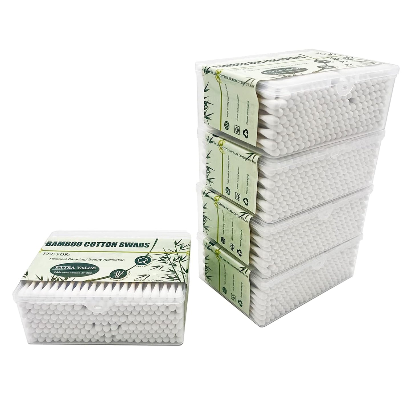 Bamboo Cotton Swabs, Biodegradable Wood Cotton Buds 1000pcs