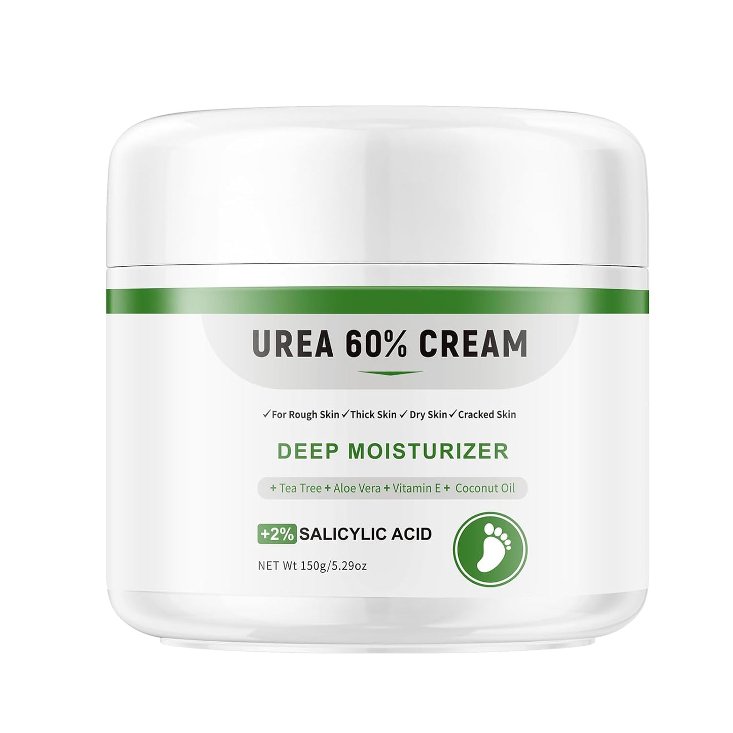 Urea Cream 60 Percent For Feet Maximum Strength Plus Salicylic Acid 2%, Tea Tree Foot Lotion For Dry Feetcracked Heels Treatment Athletes Foot Cream Intensive Repair Foot Moisturizer Care 5.29oz
