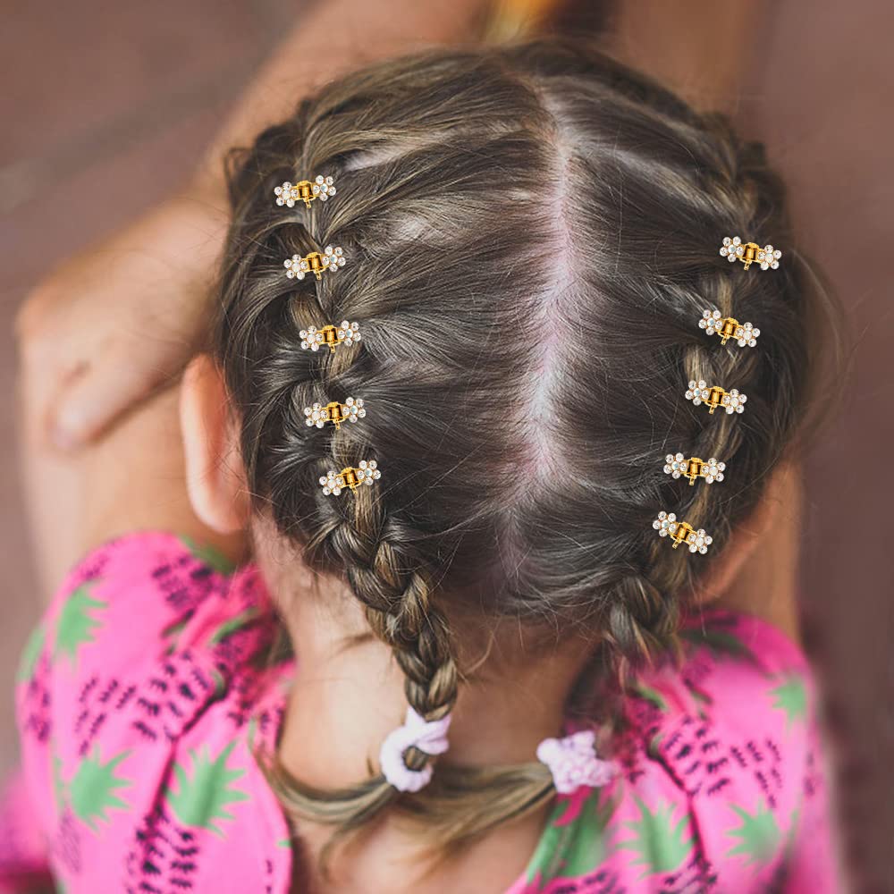 Small Hair Accessories: Mini Claw Clips with No-Slip Grip, Glitter and Rhinestone Details, Metal Clamps in Mixed Colors for Girls and Women (Gold-White Crystal)