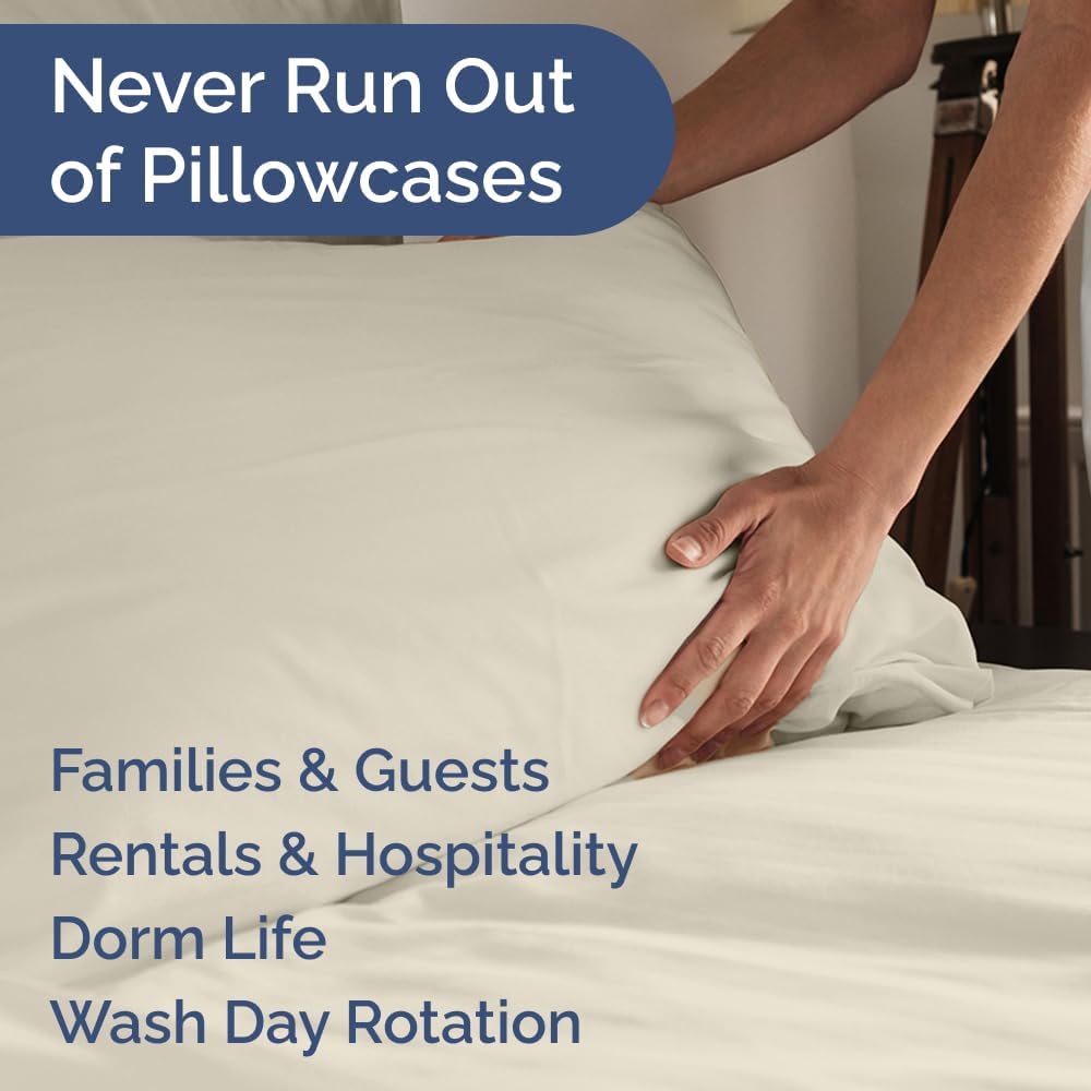 Queen Pillow Cases Set of 10 - Ultra Soft Hotel Quality Pillowcase Covers - Comfy & Wrinkle Free - Shrink, Stain and Fade Resistant - Easy-Care, Machine Washable Pillow Protectors - 10 Pcs Set - Wheat