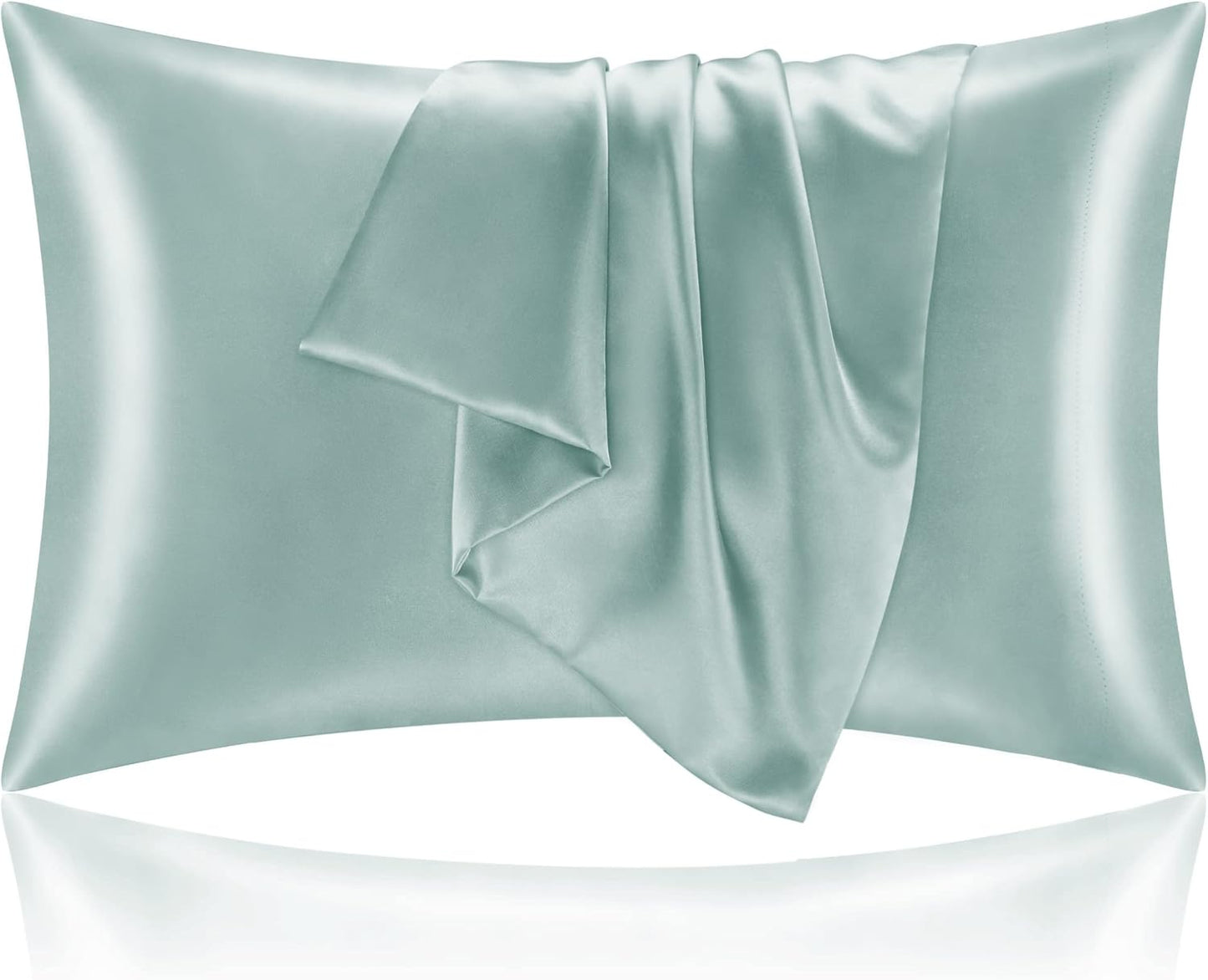BEDELITE Satin Pillowcase for Hair and Skin, Super Soft and Cooling Similar to Silk Pillow Cases 2 Pack with Envelope Closure, Gift for Women Men(20"x40" King Size, Haze Blue)