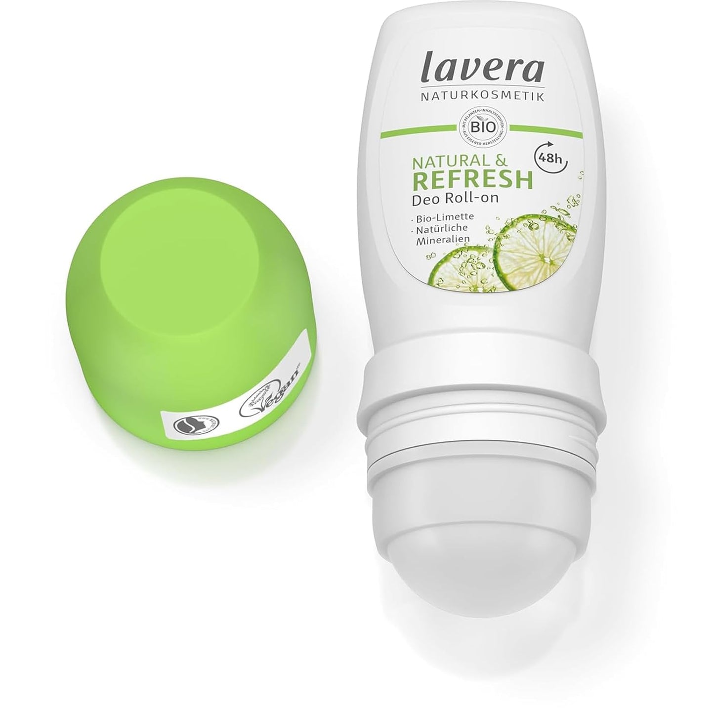 lavera Deo Roll-On Natural & Refresh - Roll On Deodorant for 48h Protection - with Natural Minerals & Lime - Aluminum Free - PETA Certified - Vegan - Made in Germany - 1.7 Fl Oz