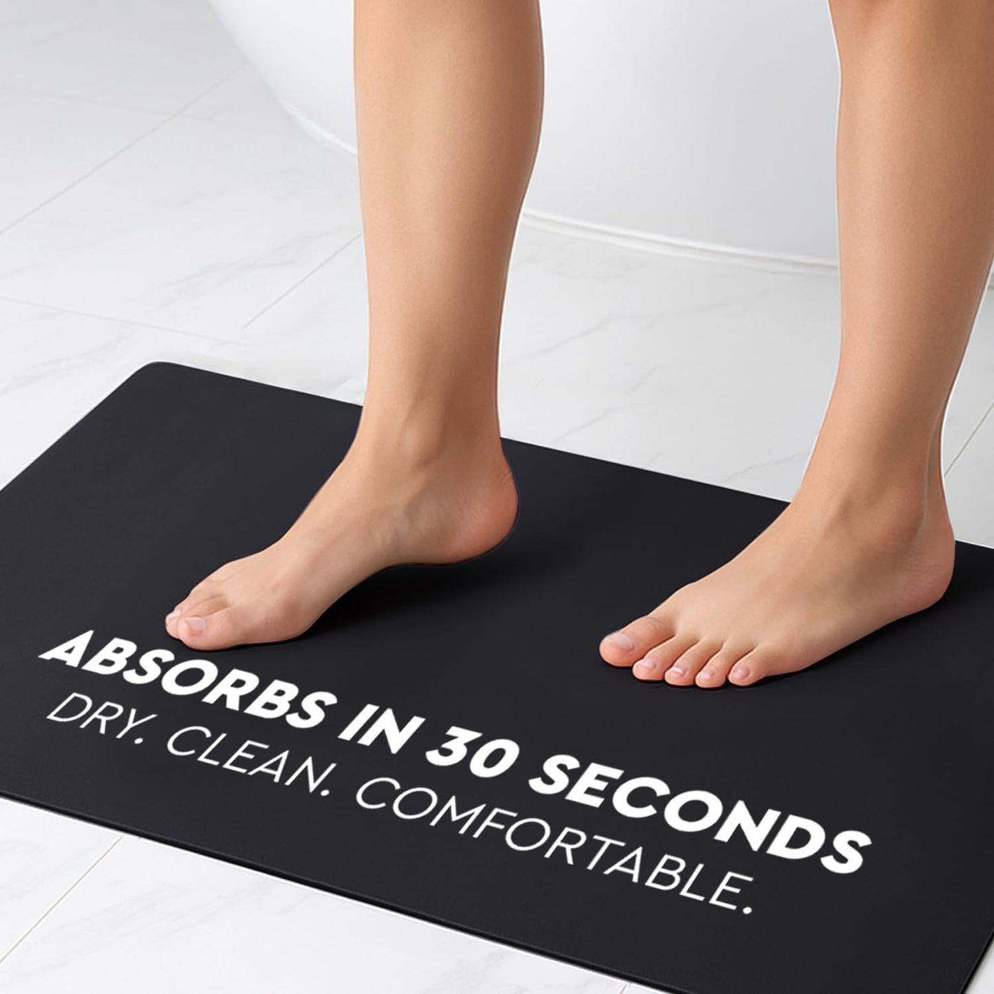 Homergy Bath Mat – Super‑Absorbent & Quick‑Dry with Non‑Slip Rubber Backing, Machine Washable & Odor Resistant – 20x32 in, Black