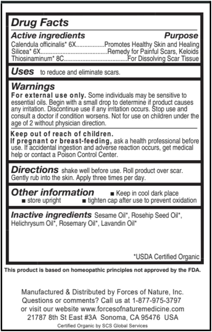 Forces of Nature Scar Treatment, Reduce Stretch Marks, Surgical Scars, Old and New Scars, Burn Scars, and Keloids, Organic Homeopathic Medicine for Skin Care, Promotes Healthy Skin, 0.37 FL OZ