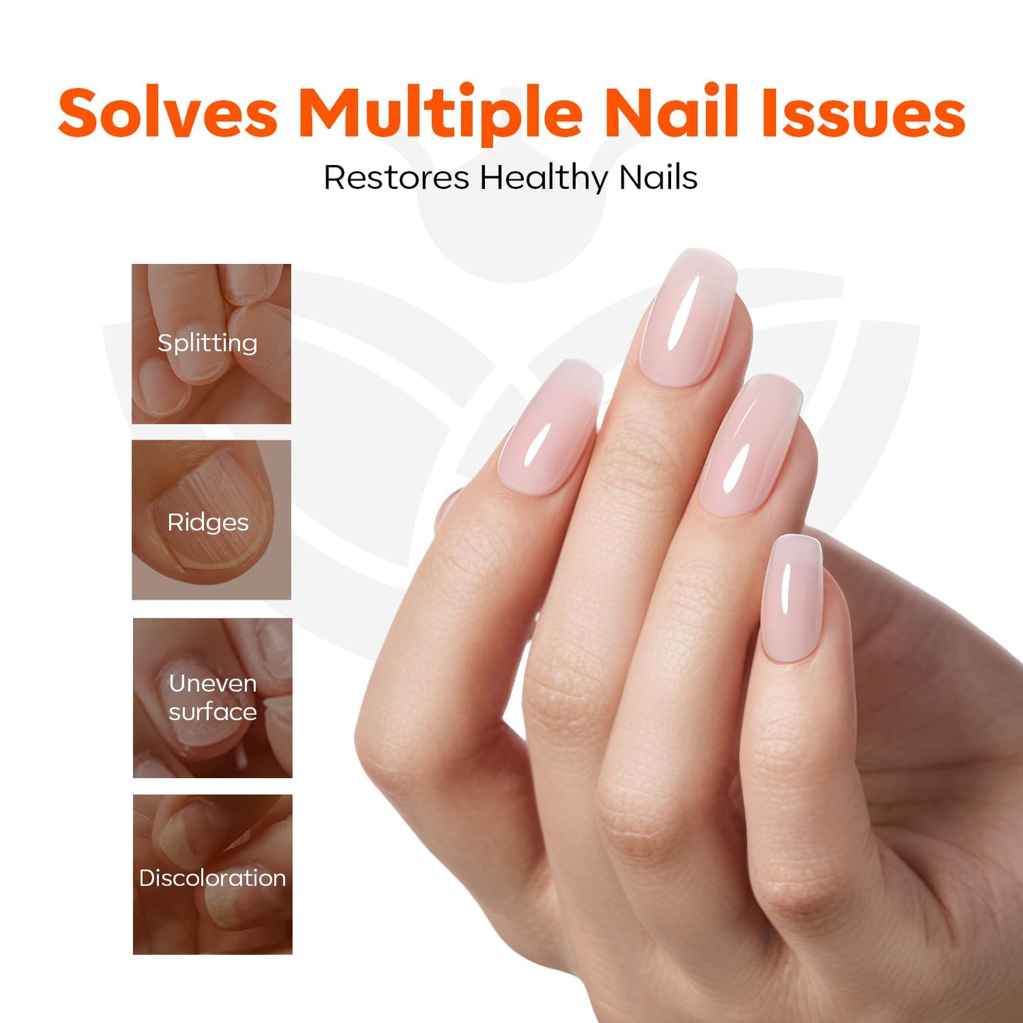 modelones Nail Strengthener Kits Milky White Glitter Pink Nude Nail Polish Sets Nail Repair for Damaged Nails Strengthener and Growth for Thin Weak & Damaged Nail Care Kit for Women 4 Pcs Gifts Sets