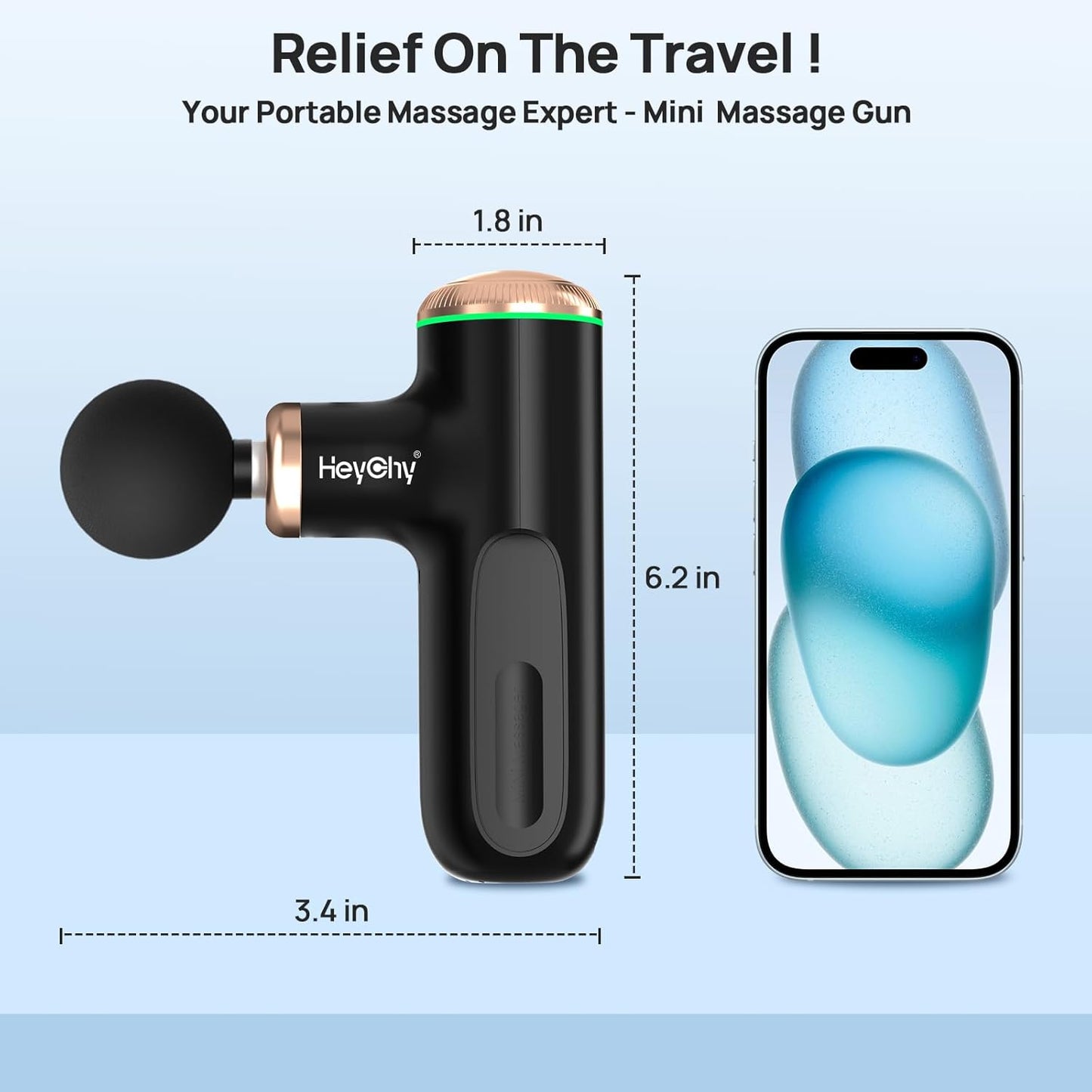 A1 Super Mini Massage Gun, Percussion Deep Tissues Muscle Massager (Heat-Black)