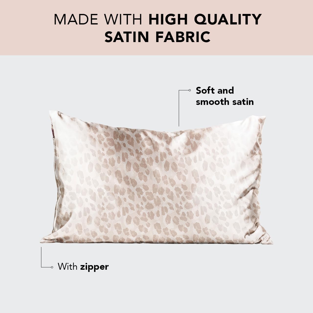 Kitsch Satin Pillowcase with Zipper for Hair & Skin, Softer Than Silk Pillow Cases Queen, Wrinkle-Free, Smooth and Cooling Satin Pillow Covers, Standard Size 19"x26", Leopard