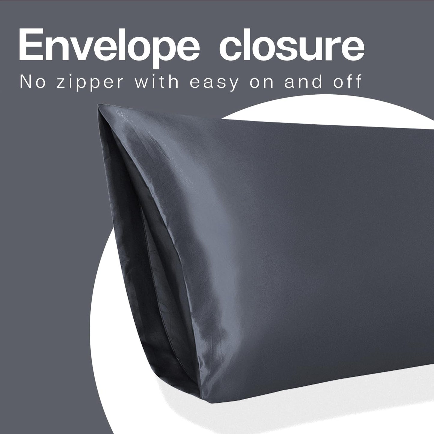 MR&HM Satin Body Pillow Cover, Soft and Breathable Body Pillow Case with Envelope Closure, Cooling and Silky Long Pillowcase for Hair and Skin,Grey (20x54, Space Grey)