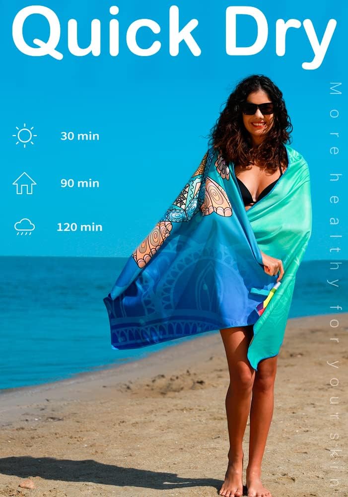 4 Pack Microfiber Thin Lightweight Beach Towel Sand Free Quick Dry Absorbent Compact Towels for Swimming Pool Camping Beach Accessories Large Easy Pack Travel Things for Vacation Essentials Adult Gift