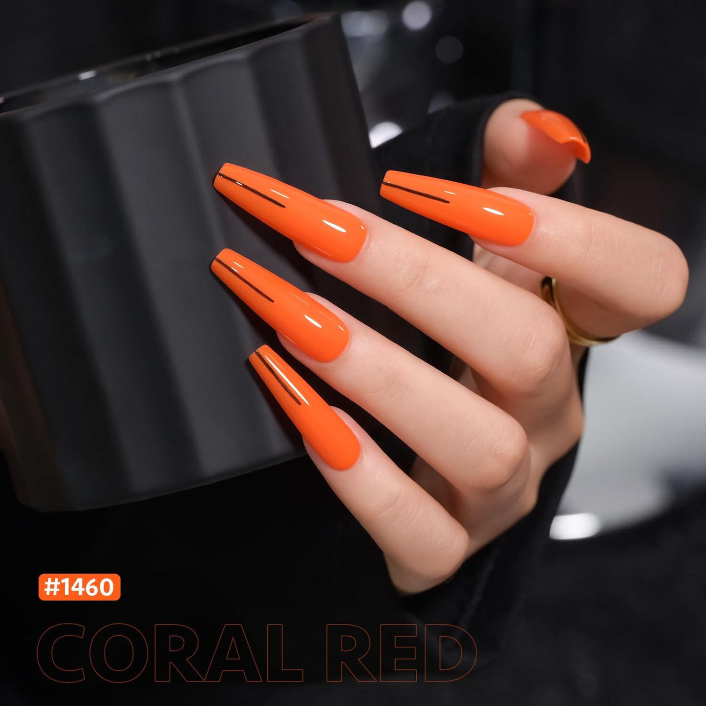GAOY Coral Orange Gel Nail Polish, Pink Red Neon Gel Polish Kit for Salon Manicure and Nail Art DIY at Home, Gift for Women