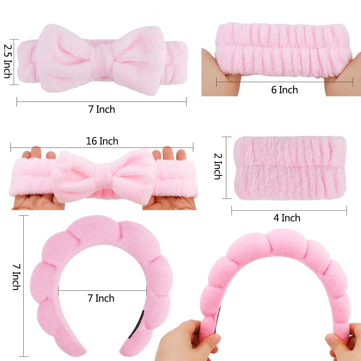 Chanaco Spa Headband, Makeup Accessory, Face Washing Wrist Bands, Teen Girl Gifts Trendy Stuff, Pink Cute Hair Accessories