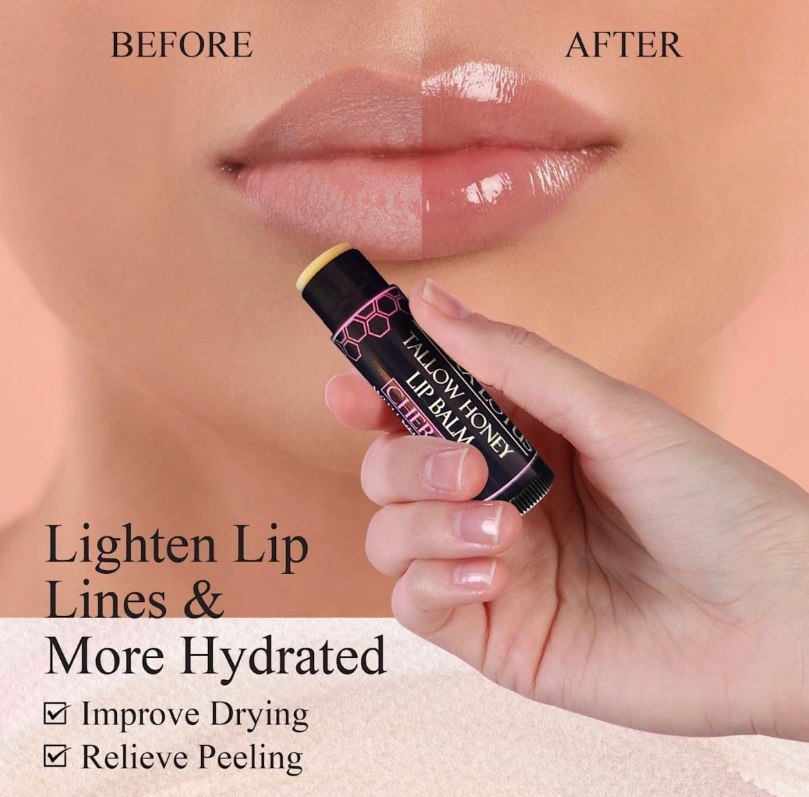 Organic Tallow Lip Balm (5 Pack) - Hydrating With Organic Italian Olive Oil, Pure Grass Fed Tallow, and Beeswax - Long Lasting Lip Therapy (5 Pack, Fresh Mint)