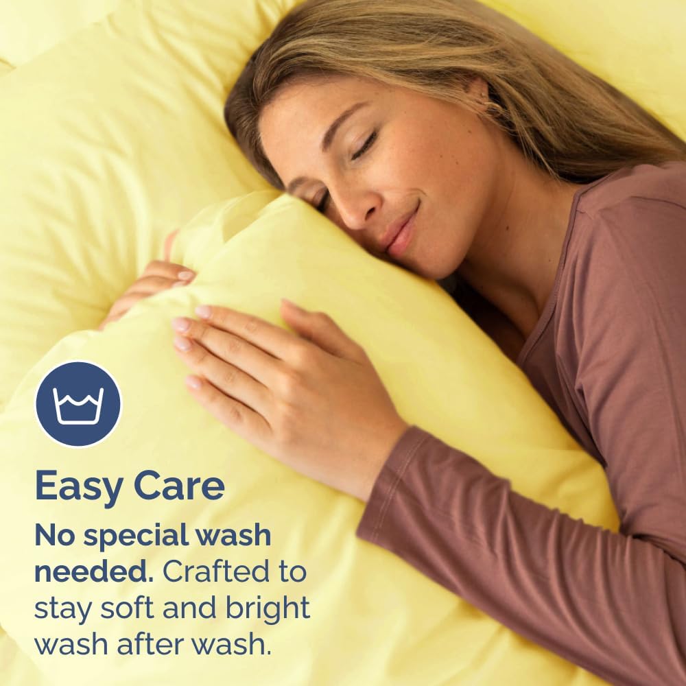 Queen Pillow Cases Set of 4 - Ultra Soft Hotel Quality Pillowcase Covers - Comfy, Cozy & Wrinkle Free - Shrinkage, Stain and Fade Resistant - Machine Washable Pillow Protectors - 4 Piece Set - Yellow