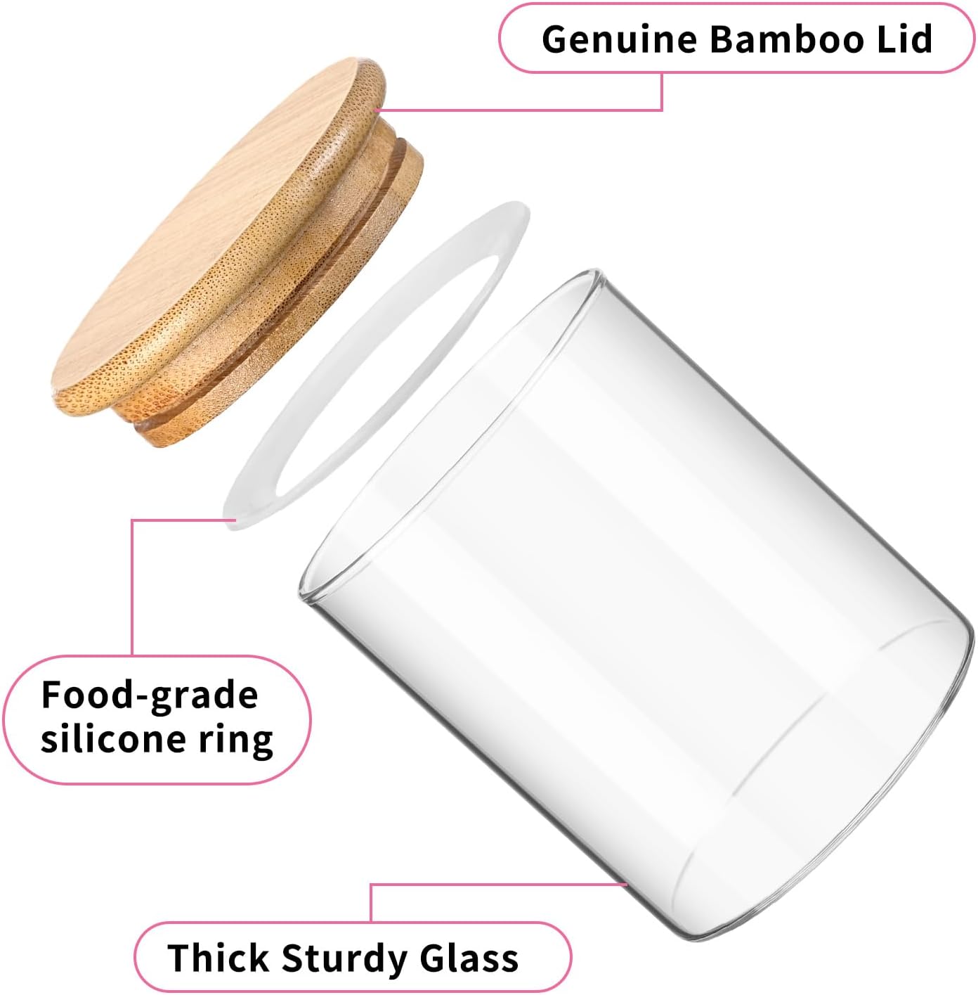 Qtip Holder Dispenser with Bamboo Lid, Glass 2 Pack Apothecary Jars with Lids, Cotton&Swab Apothecary Jars, Qtip Holder Bathroom Set for Countertop Bathroom Essentials Accessories Decor