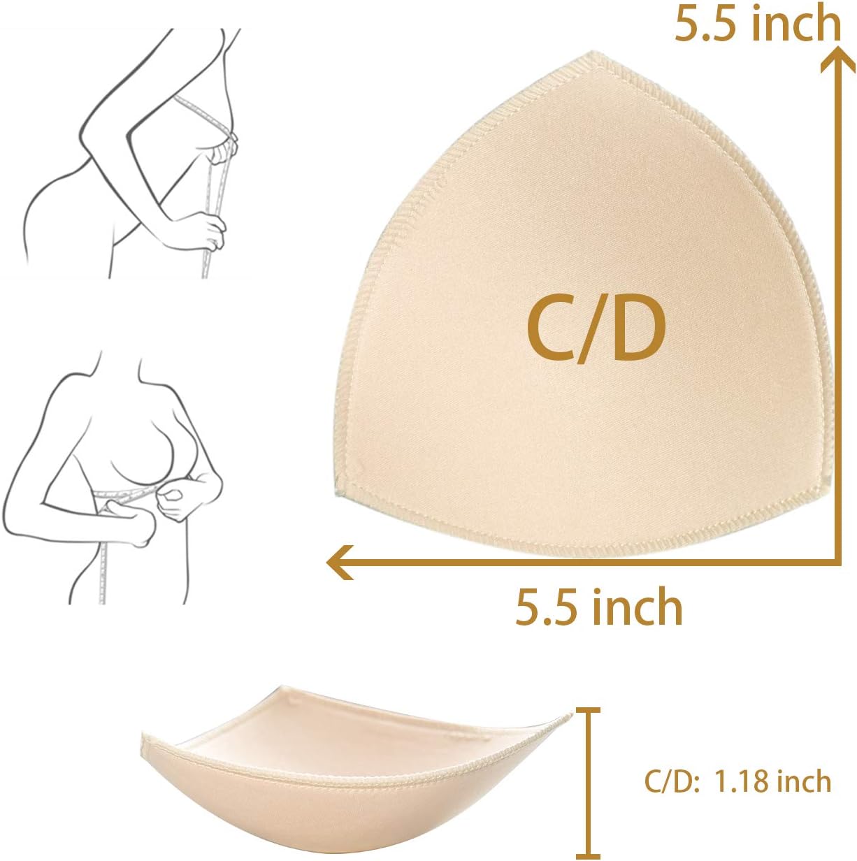 Bra Pad Insert,Removable Sport Bra Cup Triangle Breathable & Reusable Bra Pad for Yoga Bra,Swimsuits,Bikini