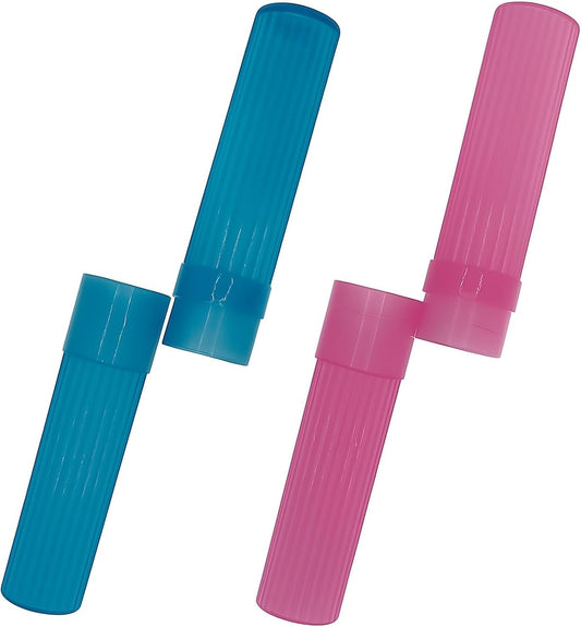 Toothbrush Holder (Blue & Pink) - Made in The USA. W/Ventilation Holes.