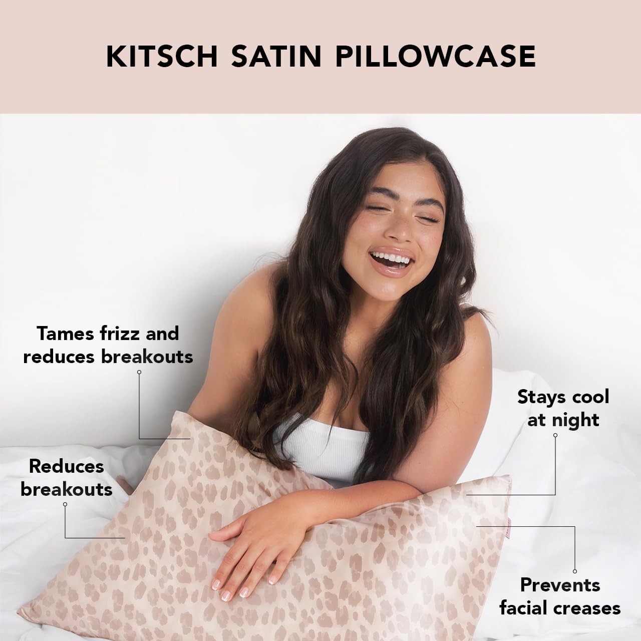 Kitsch Satin Pillowcase with Zipper for Hair & Skin, Softer Than Silk Pillow Cases Queen, Wrinkle-Free, Smooth and Cooling Satin Pillow Covers, Standard Size 19"x26", Leopard