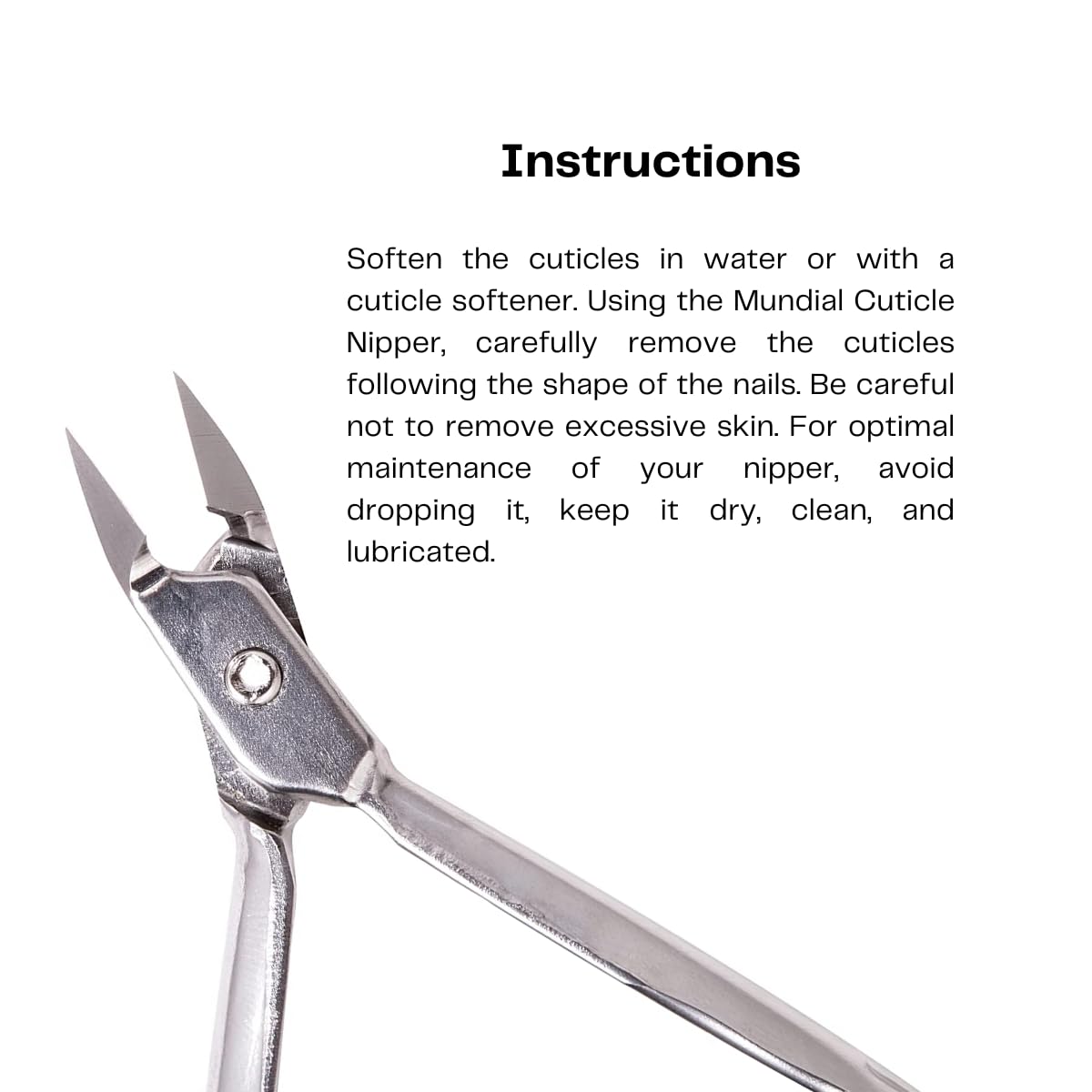 Cuticle Nipper MUNDIAL 777 Professional - Sharpened Nail Care Cuticle Trimmer for Manicure and Pedicure, Longer Stainless Steel Handle