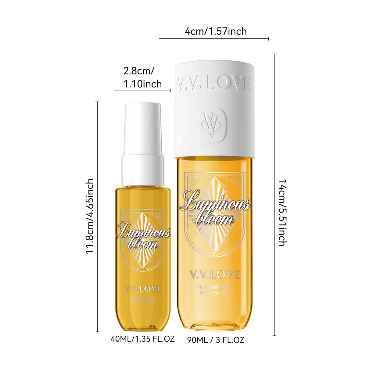 Hongsheng 2 PCS Women's Body Mist and Hair Fragrance Travel Set, 3 Fl Oz + 1.3 Fl Oz Spray, Sweet Scented Perfume Gift Set for Women (Pistachio, Almond)