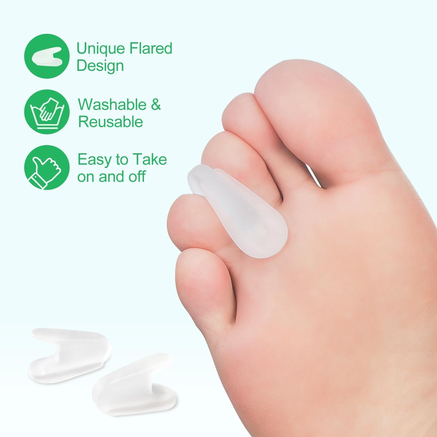 Niupiour Medium Toe Separator for Bunion, 10 Pack- Small Silicone Toe Spacer for Women and Men, Flared Design Gel Toe Straightener for Aligning Toes and Correcting Toe, Relief Foot Pain