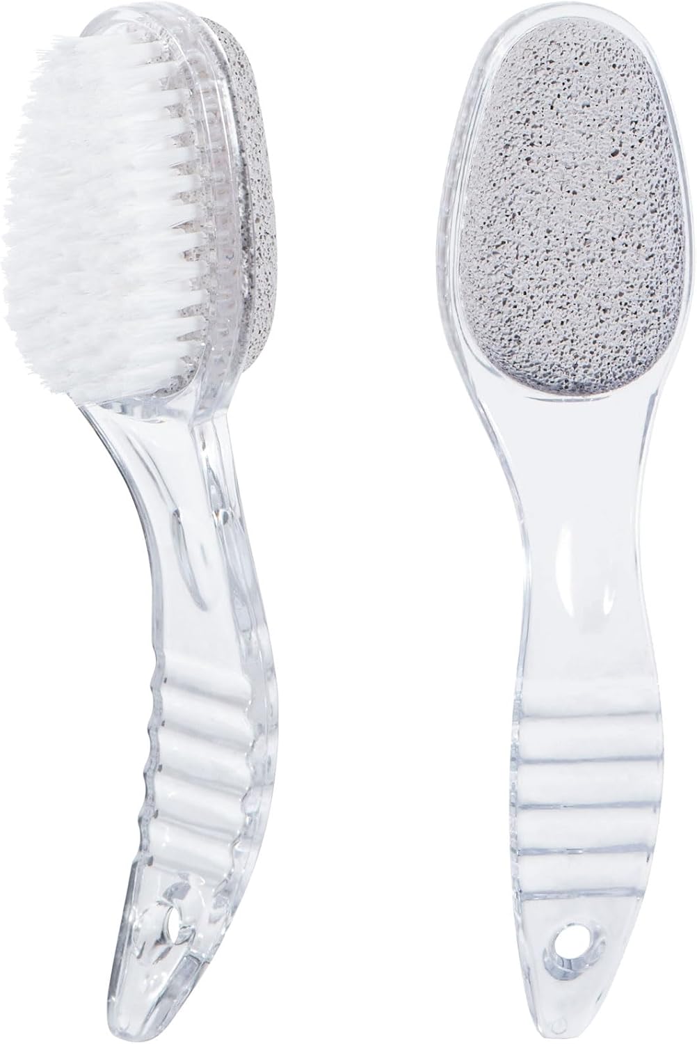 2 Pcs Foot Pumice Stone Brush Calluses Remover, Large Foot Scrubber Foot File with Handle 2 in 1 Suitable for Horniness Foot Spa, Foot Care Smooth Skin (Transparent)