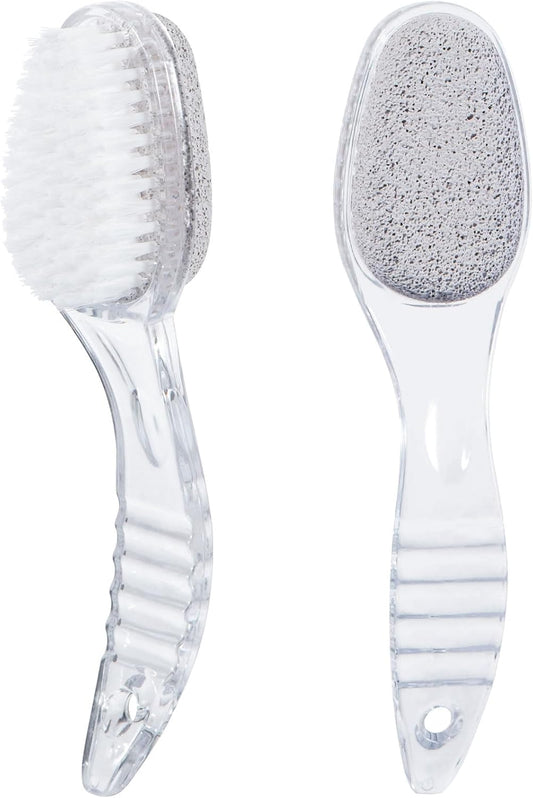 2 Pcs Foot Pumice Stone Brush Calluses Remover, Large Foot Scrubber Foot File with Handle 2 in 1 Suitable for Horniness Foot Spa, Foot Care Smooth Skin (Transparent)