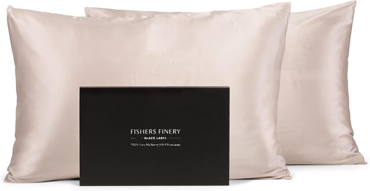 Fishers Finery 30mm 100% Pure Mulberry Silk Pillowcase Set, Quality Tested (Taupe, King, 2 Pack)
