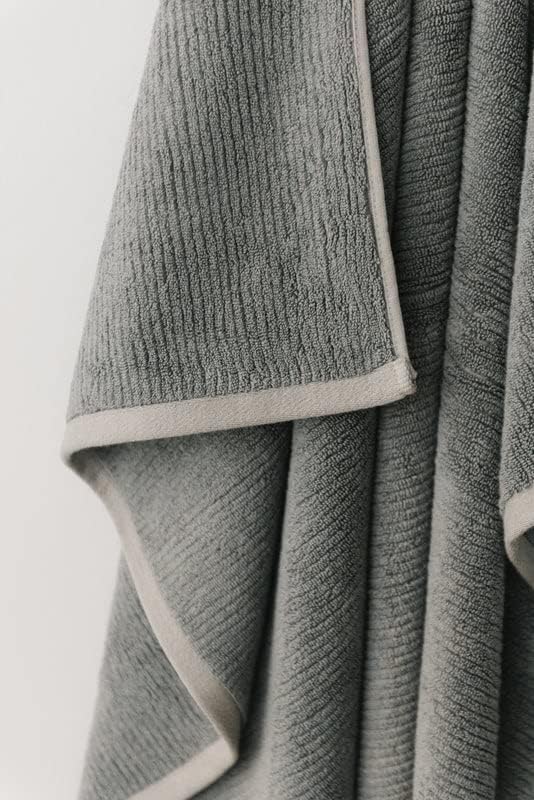 Cozy Earth Ribbed Hand Towel Set - 60% Cotton 40% Viscose from Bamboo Hand Towels - Soft & Absorbent Textured Ribbed Pattern - 2 Pack Charcoal