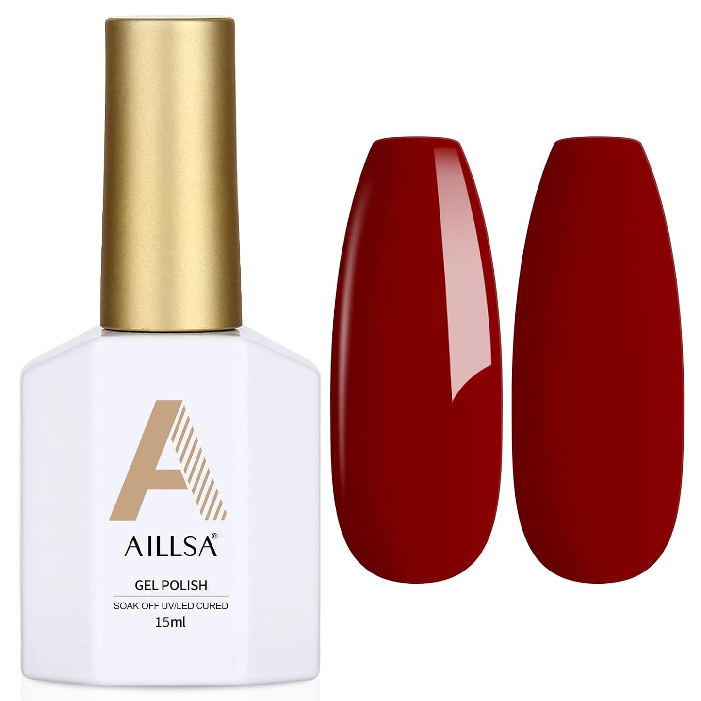 AILLSA Cherry Red Gel Nail Polish Burgundy Dark Nail Polish Blood Color Fall Winter Gels Polish Garnet Carmine Opaque Nails Soak Off U V Gel Polish Manicure Salon at Home 0.51 Fl Oz/GF03