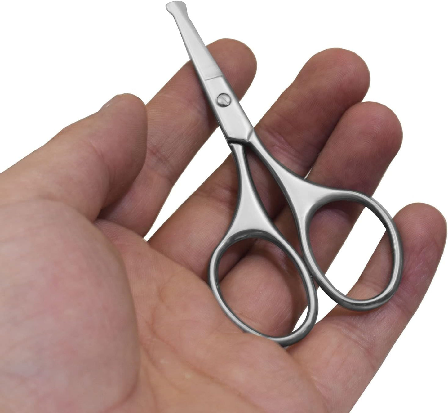 Multicolor Professional Grooming Scissors for Personal Care Facial Hair Removal and Ear Nose Eyebrow Trimming Stainless Steel Fine Straight Tip Scissors 3.9 Inch (Silver Set D)
