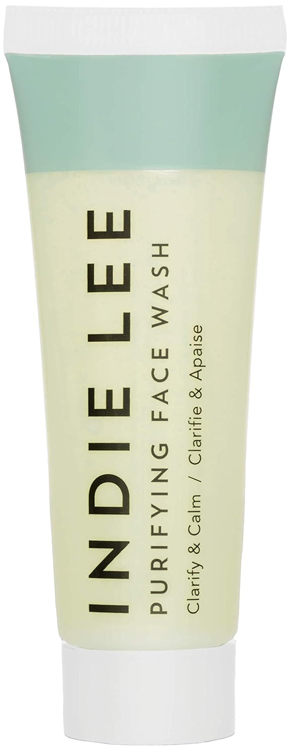 Indie Lee Purifying Face Wash - Travel Size Hydrating Facial Cleanser + Makeup Remover - With Orange, Lavender, Burdock + Jasmine - Foam Face Wash for All Skin Types - TSA Approved Travel Skincare (30ml)