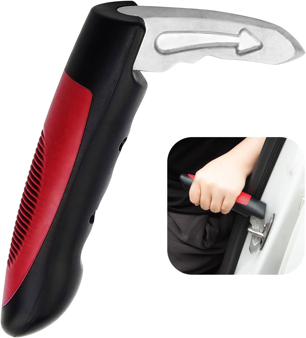 Vehicle Support Handles, Car Handle Assist for Elderly Multifunction Car Handle with Window Breaker for Elderly and Handicapped Red