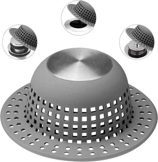 Shower Drain Hair Catcher, Bathtub Drain Cover Foldable Silicone Shower & Tub Protector for Pop-Up & Regular Drains