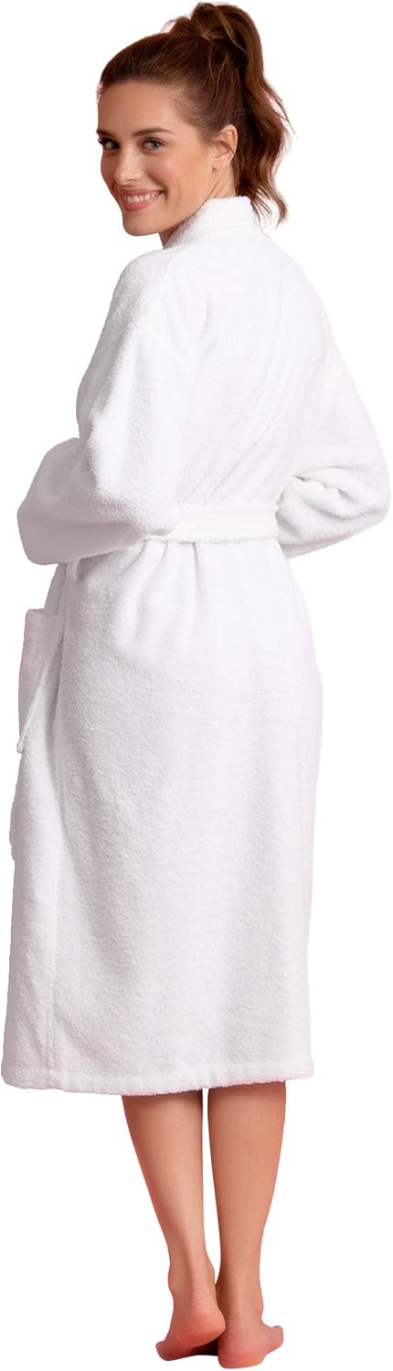 Soft Touch Linen Women's Robe Terry Cloth Kimono Bathrobe Thick 100% Cotton